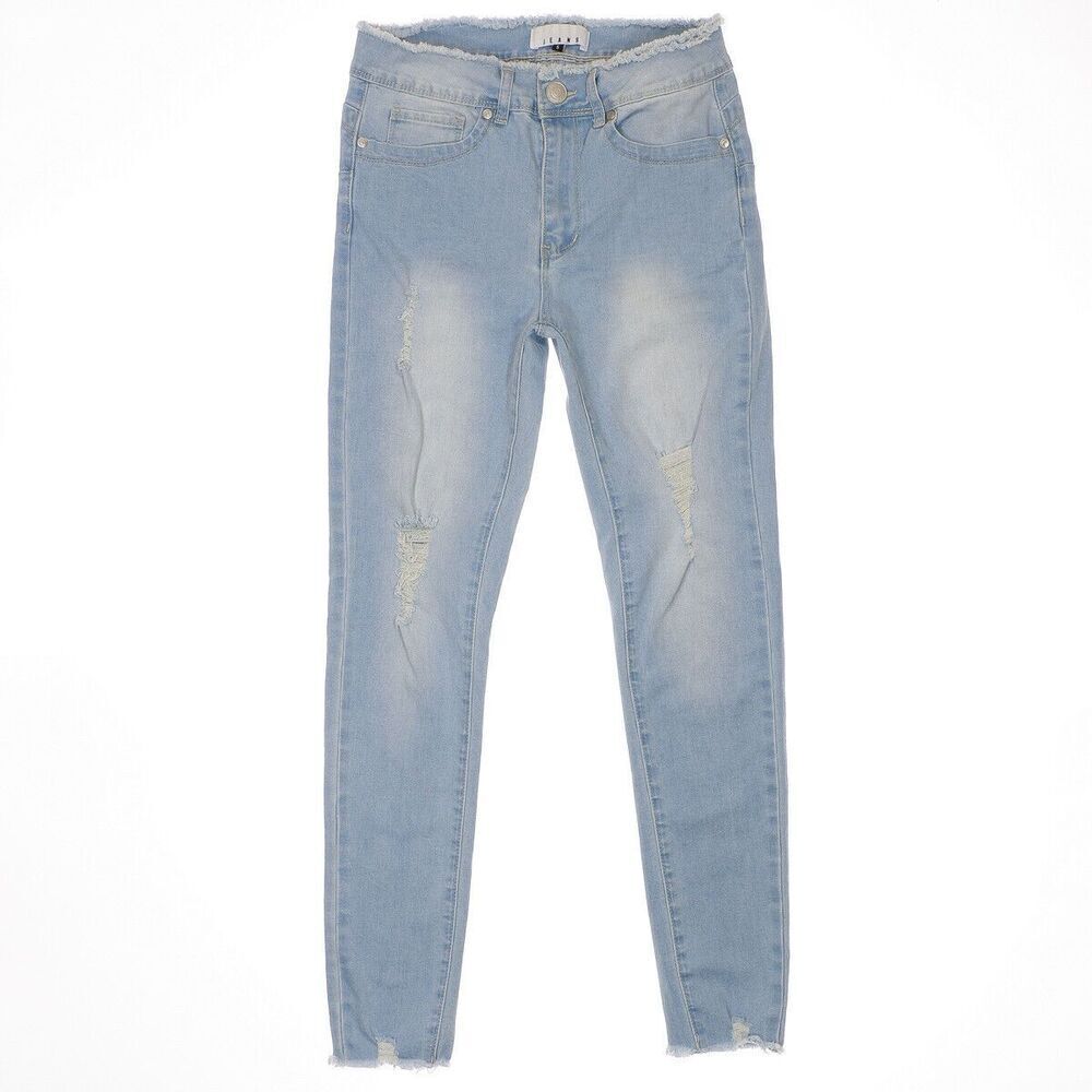 Thrill Jeans Juniors Size 5 Skinny High Waist Distressed Blue Stretch 28 x 27